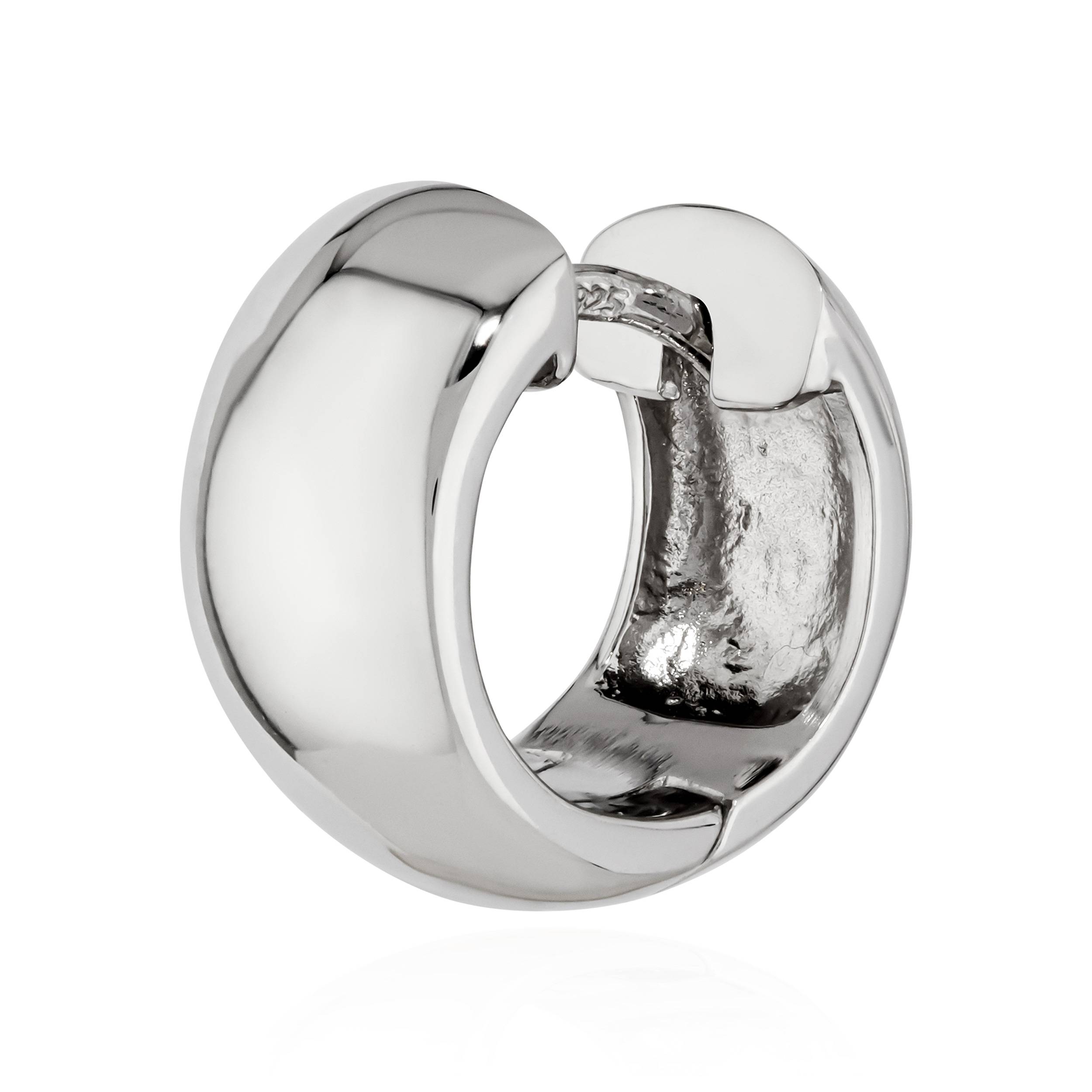 Singolo 925 classico argento sterling creolo pieghevole antiurto donna uomo - Foto 25 di 31